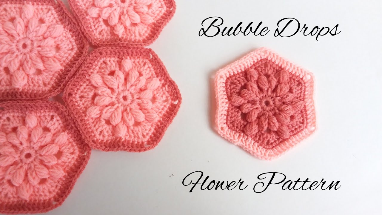 Easy to crochet Bubble Drops flower pattern for blankets , throws,tables runners, coasters....