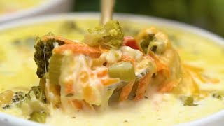 Slow Cooker Broccoli Cheddar Soup Recipe Video