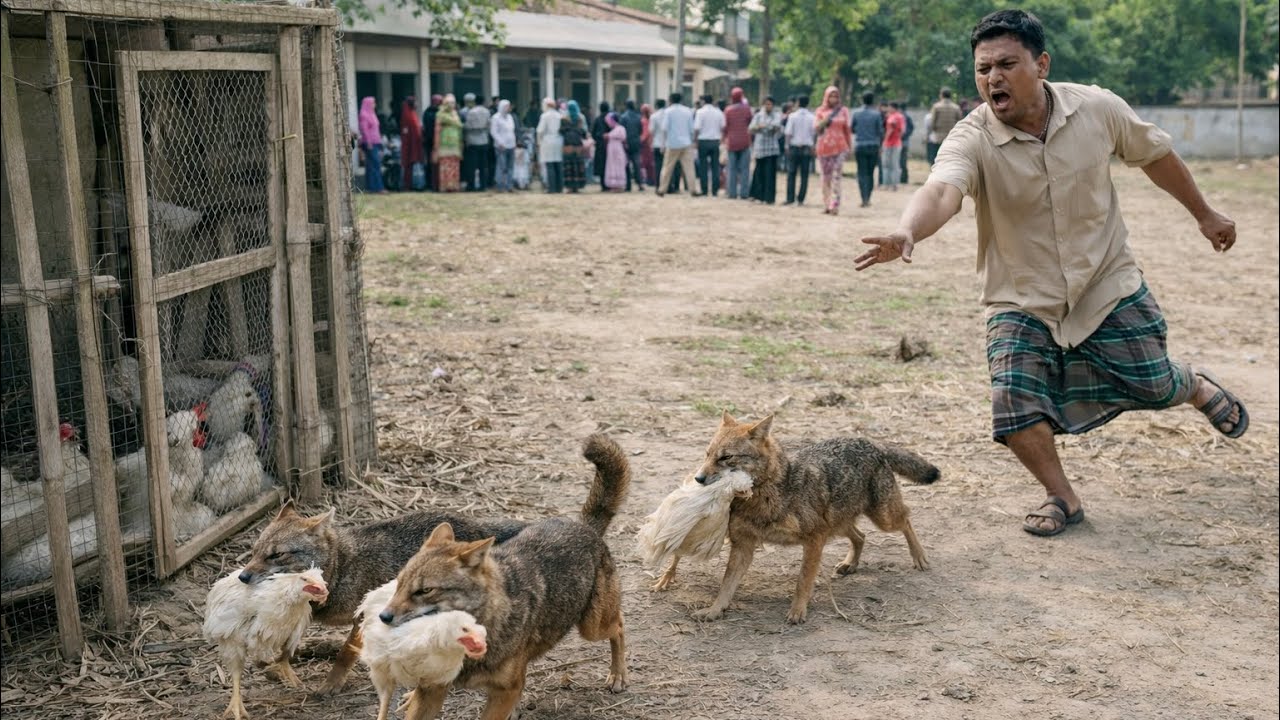 ভোটের দিনে শেয়াল সংসদ ! নেতা টেগার লোভে মুরগী নিয়ে ভোলার দৌড়।