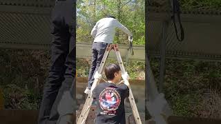 #강판#골함석#소골#아연각관#처마     우물가  소형 비가림 처마 설치를 하였습니다