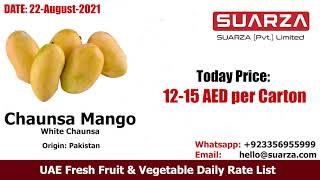 22-August-2021 Al-Aweer Central Fresh Fruits & Vegetable Market Today Rates Updates Suarza