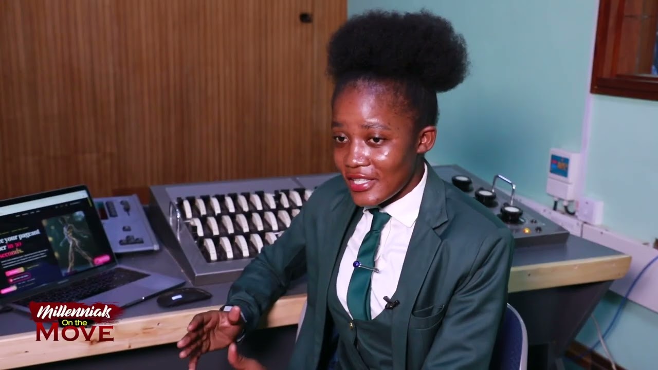Nichole Israel presenting Siriverse Model Academy in Kenya on television