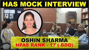 HAS  Topper Oshin Sharma Mock Interview || HAS Exam || Exam Toppers