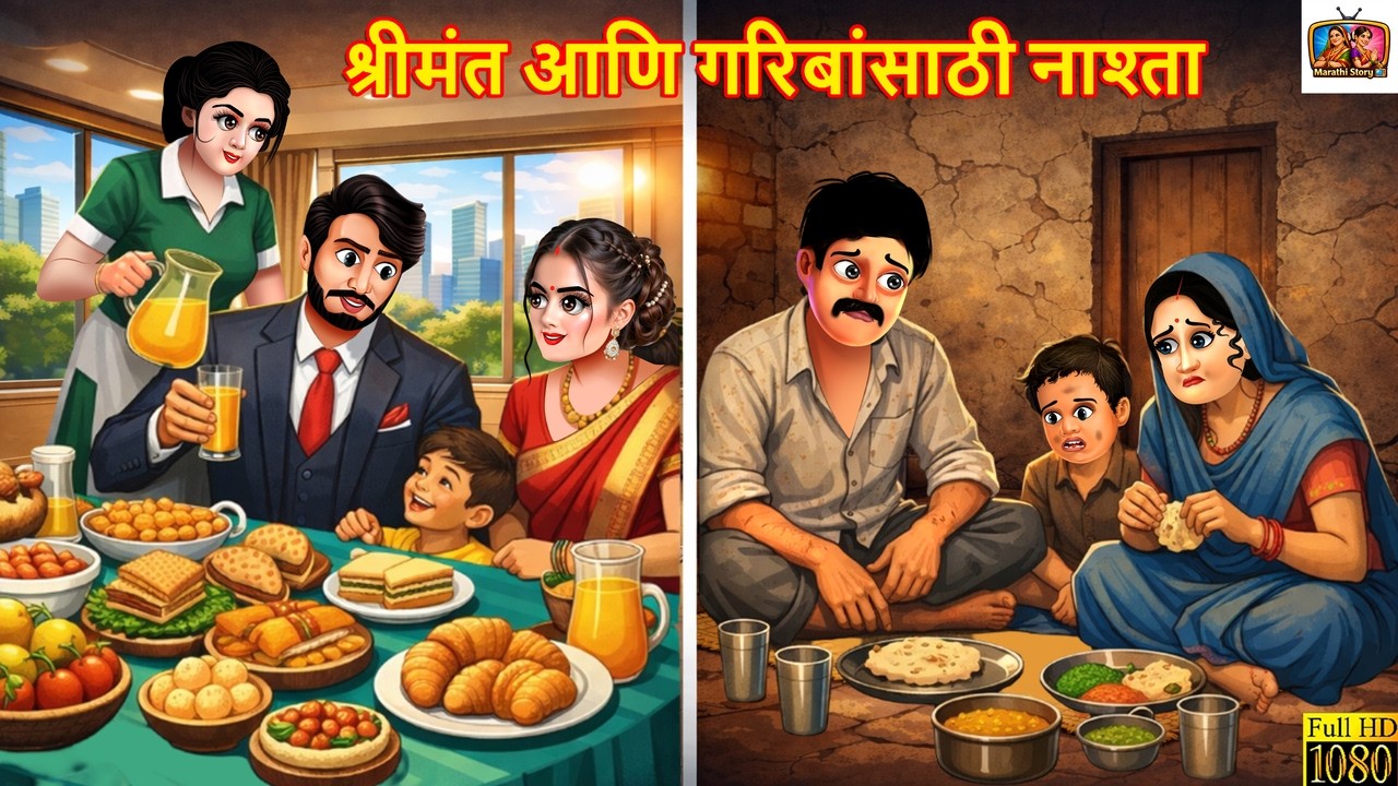 Srīmanta āṇi garibānsāṭhī nāśtā | Marathi Stories | Marathi Moral Story | Marathi Cartoon | Kahaniya