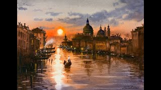 How to paint Venice in watercolor painting demo by javid tabatabaei