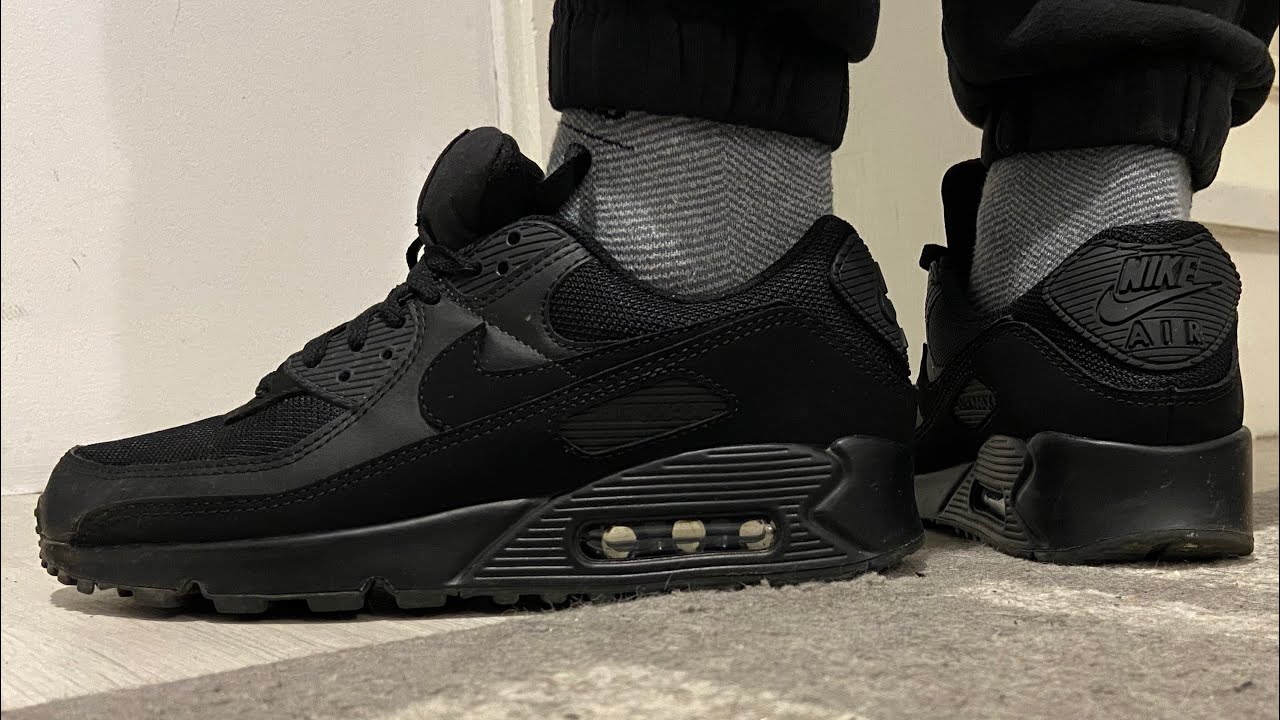 ESSENTIAL TO YOUR COLLECTION! NIKE AIR MAX 90 ALL BLACK On Feet Review ...