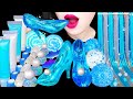 ASMR BLUE WHITE DESSERTS *GLASS SHOES, LIP GLOSS, COTTON CANDY 먹는 립스틱, 유리구두, 투명젤리 EATING MUKBANG 먹방