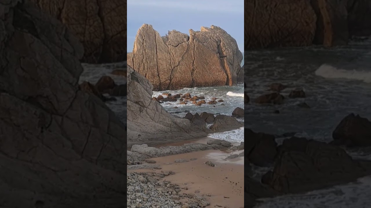 Farallones de la Playa La Arnía en la Costa Quebrada  de Cantabria.