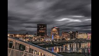 Dayton Deeds Point Pedestrian Bridge at night by Dan Cleary