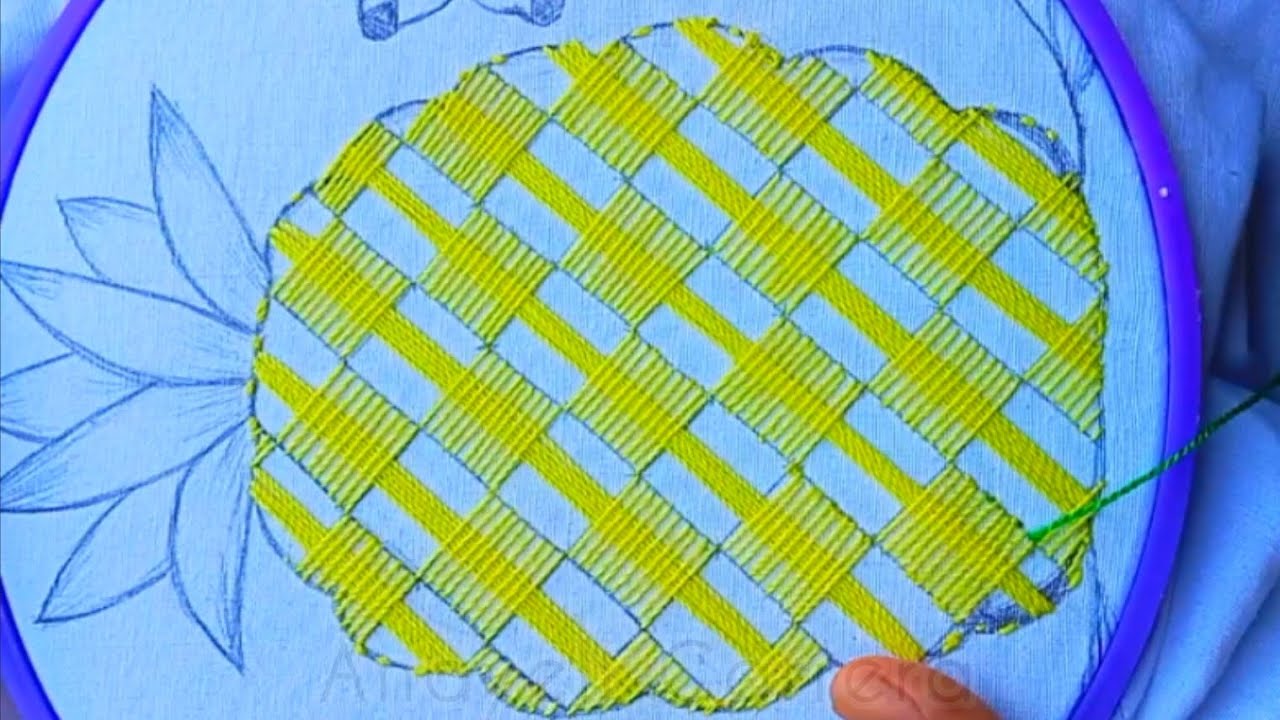 Cómo bordar una piña#19🍍con una bellísima puntada 🤩 ideal para cualquier diseño entre hojas,canastas