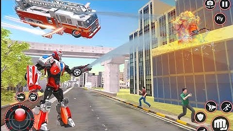 Robot Flying Fire Truck Rescue & Helicopter 🚁 Game - Android Gameplay | Action Gameplay |