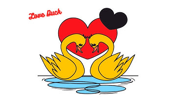 How To Draw Two Swan with Love Heart🦆 | Two Lover Swan | Duck Drawing | Step by Step | Art Gallery