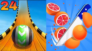 🟡Slice It all⚾ VS 🟢Sky Rolling Ball🏈 All Levels Gameplay Android, iOS