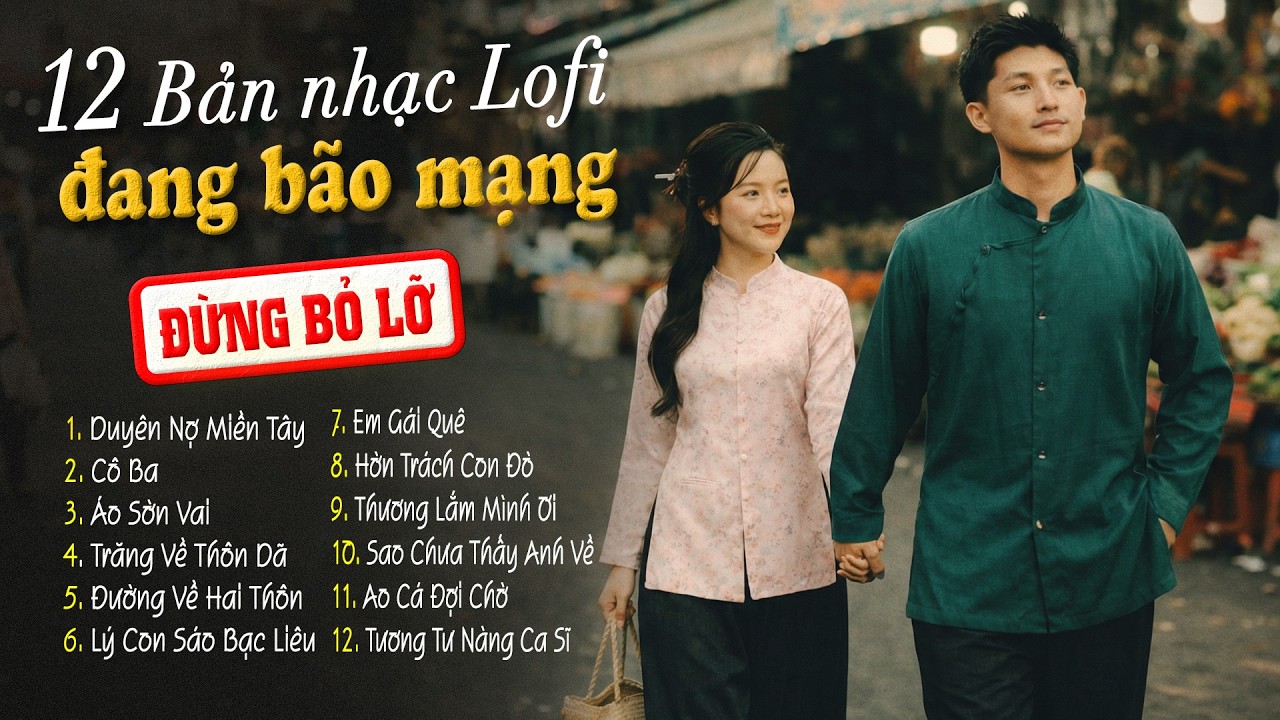 12 Ca Khúc Dân Ca Lofi Đang Bão Mạng Xã Hội 2026 - Nhạc Miền Tây Lofi Chill Dễ Nghe Dễ Ngủ