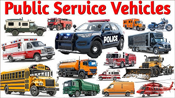 55 openbare voertuigen in het Engels 🚒🚓 | Leer namen en geluiden | Educatieve video voor kinderen