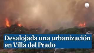 Un incendio en Almorox (Toledo) obliga a desalojar una urbanización en Villa del Prado (Madrid)