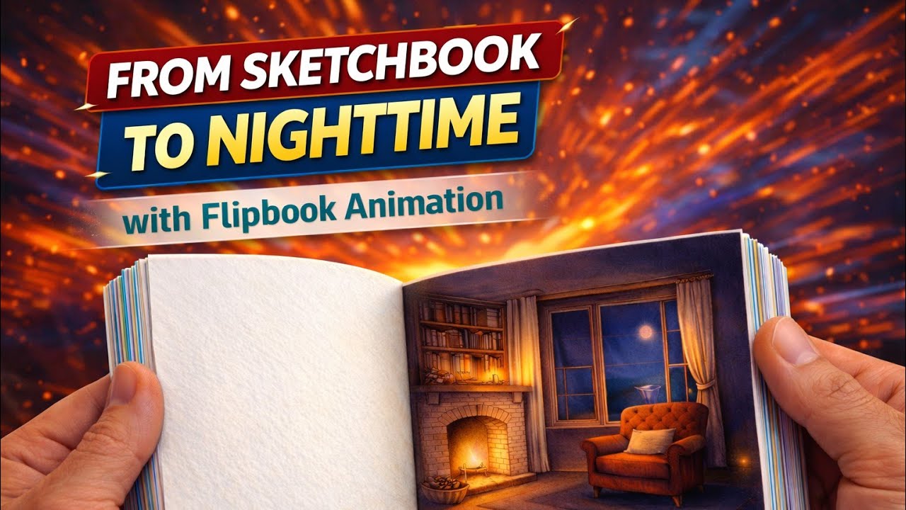 Flipbook Sketch to Watercolor to Night✨|Cozy Places Come Alive 