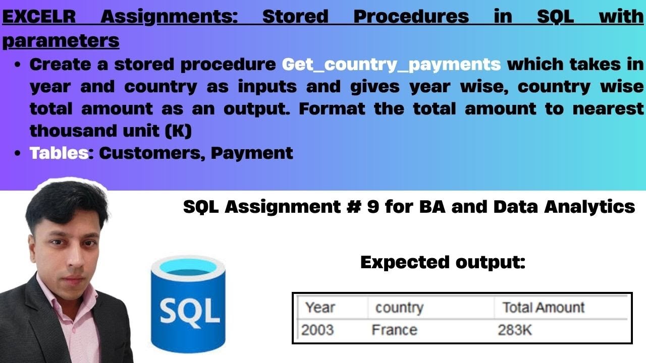 ExcelR Assignment Solution for BA and Data Analytics. Assignment 9 in SQL | Stored Procedure
