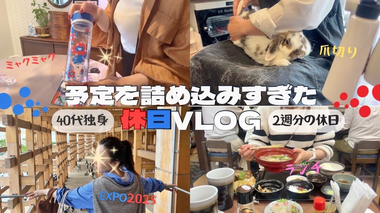 【40代独身休日vlog】分刻みで動いた休み/ミャクミャクグッズ爆買い/2週続けて万博行った/友人宅へ