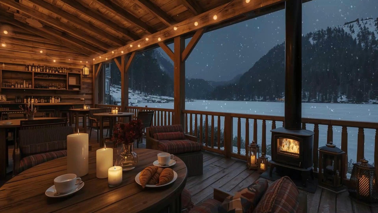 Cozy Winter Jazz Lounge ❄️ Relaxing Coffee Shop Ambience & Smooth Piano for Studying