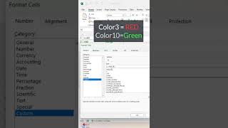 Excel Trick 38 - Conditional Custom Format in MS Excel To Show Numbers in Red/Green  #shorts