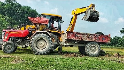JCB 3dx Eco expert machine loading trolley yuvo and sonalika RX47 ll tractor and jcb