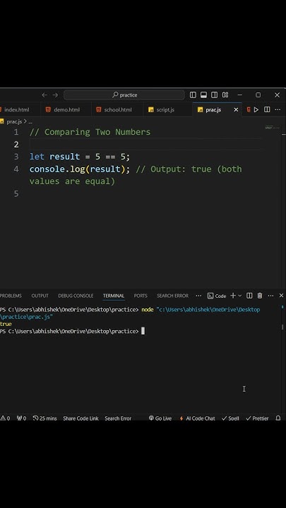 equal to operator 😍🙀 | JavaScript tutorial 🔥💯 | #shorts #short - YouTube