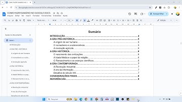 COMO FAZER SUMÁRIO NO GOOGLE DOCS