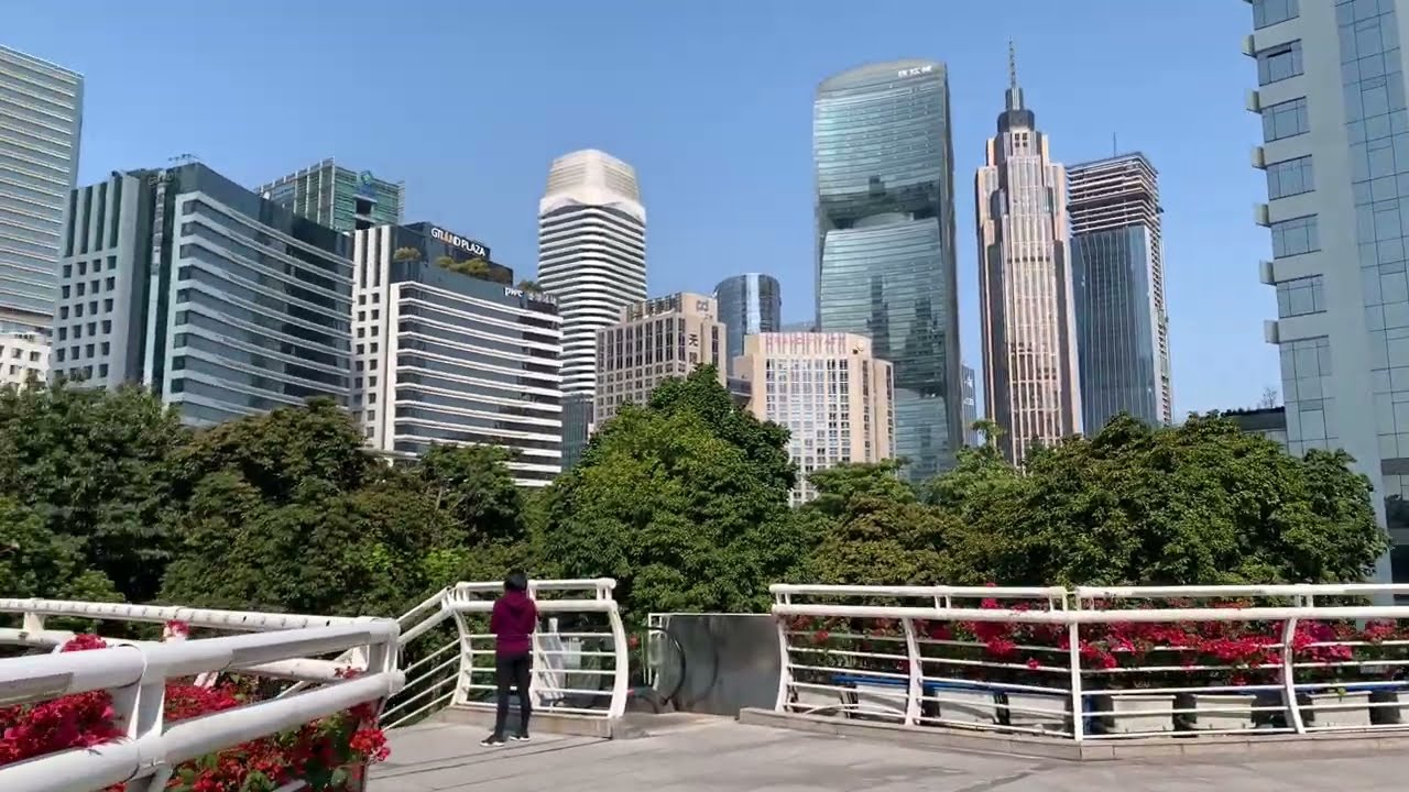 Walk in Downtown Guangzhou CBD and City Garden Huacheng Square on Weekdays｜第一视角｜漫步广州城市中心花园花城广场