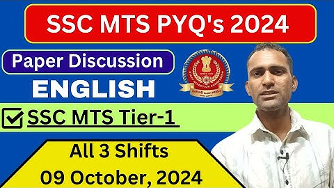 MTS PYQs by Rajbir Singh Sir| SSC MTS 2024  with Explanation|| 09 October, 2024 ||