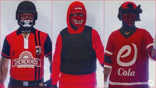 GTA V - 5 Easy Tryhard Outfits Tutorial #66 (Red Outfits 2022)