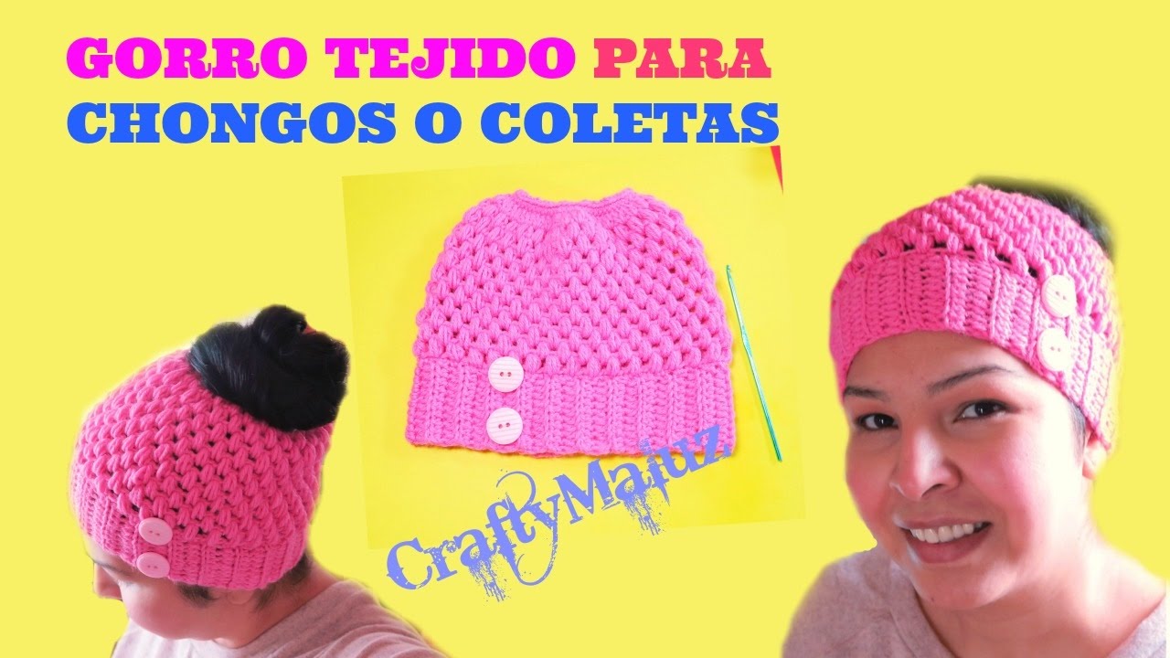 CROCHET | GORRO TEJIDO PARA CHONGOS O COLETAS | gorros a crochet paso a ...