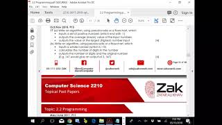 2.1.2 Pseudocode and flowcharts & 2.1.1 Problem-solving and design (Past Papers Discussion)