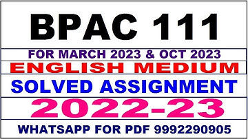 bpac 111 solved assignment 2022-23 in english | bpac 111 solved assignment 2022-23 | bpac 111 2023