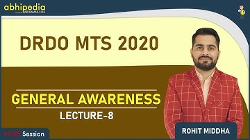 DRDO MTS I General Awareness I Lecture - 8 I by Rohit sir