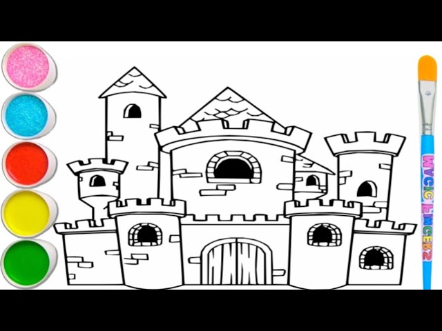 How to draw easy scenery of princess palace/Draw Scenery Of Castle - YouTube