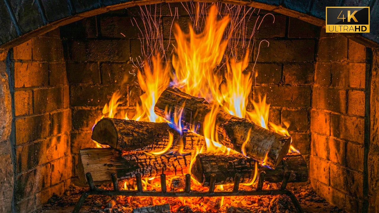 🔥Fall Asleep in 5 Minutes 🔥 Crackling Fireplace Sounds (4K, 1 Hours)