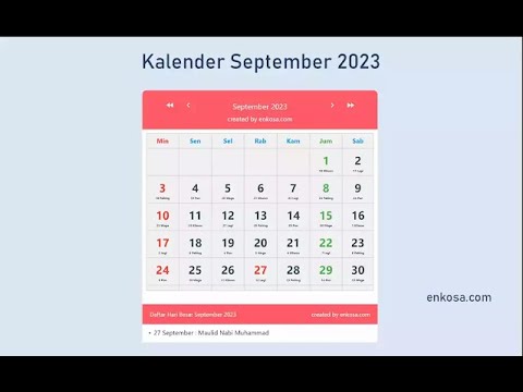 Kalender Bulan September 2023 Lengkap