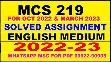 mcs 219 solved assignment 2022-23 in english | mcs 219 solved assignment 2022-23 | mcs 219 2023