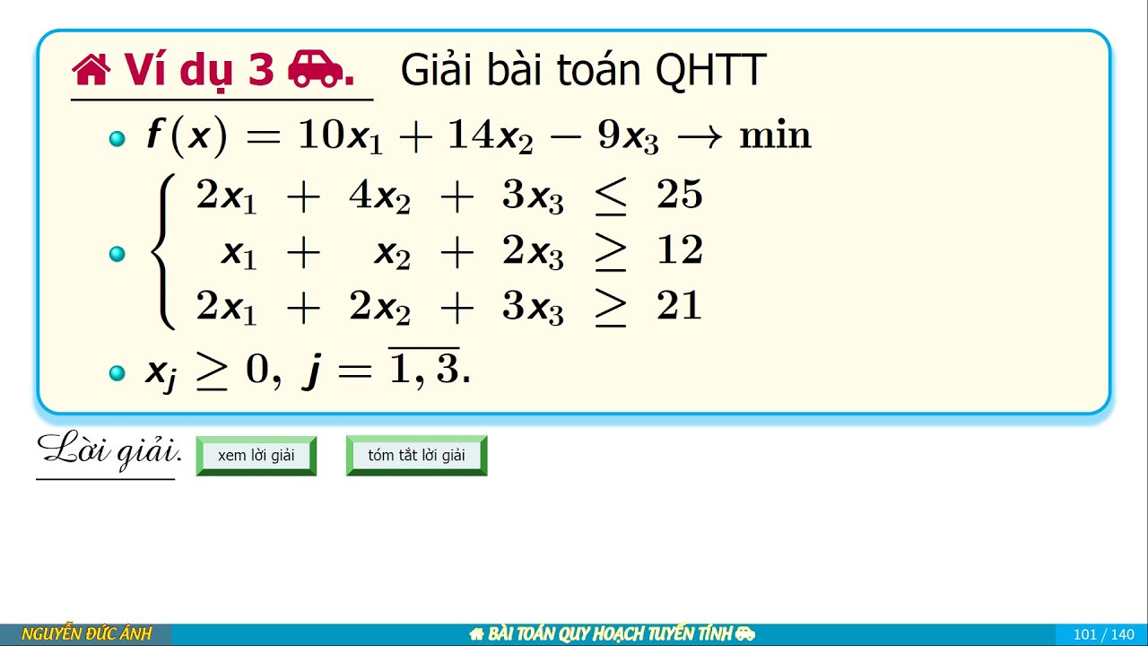 [Quy hoạch tuyến tính] Luyện tập giải bài toán QHTT - Bài toán min - Thêm ẩn phụ - Thếm ẩn giả.