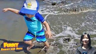 Try Not To Laugh 🤣 Funny and Failed Babies Playing On The Beach || Funny Baby Videos