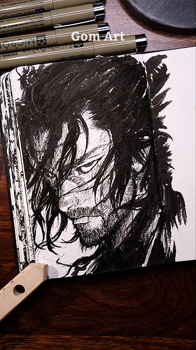 [ASMR] Drawing Miyamoto Musashi - Vagabond  #satisfying #asmr #anime