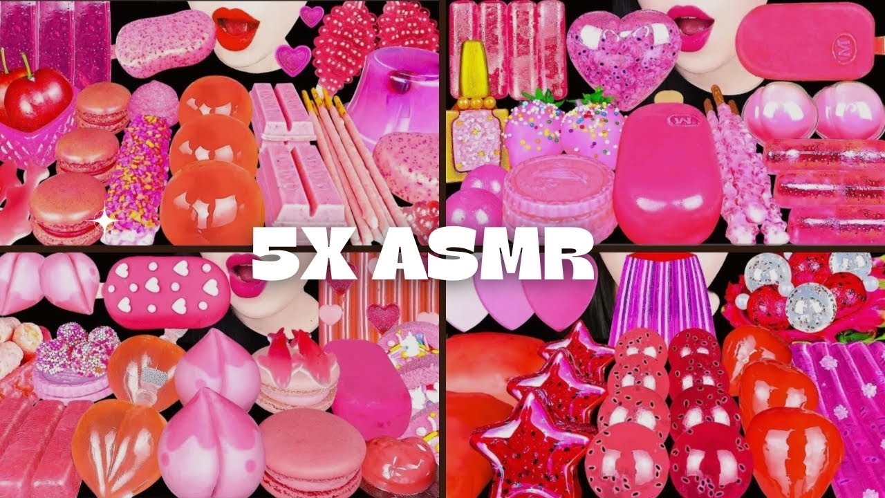 5X SPEED EXTREME PINK & RED FOOD ASMR 🎀 5X Faster Eating Sounds | No Talking Mukbang
