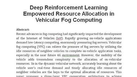 Deep Reinforcement Learning Empowered Resource Allocation in Vehicular Fog Computing