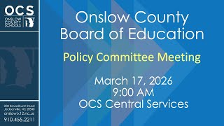 BOE Policy Committee Meeting — March 17, 2026 — 9 AM