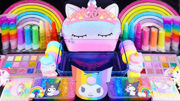 ASMR Satisfying Slime mixing Eyeshadow, Glitter & Random Shiny things into slime #slimevideo #asmr