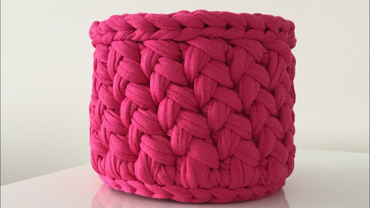 Penye ipten saç örgüsü model ile yuvarlak sepet yapımı -2