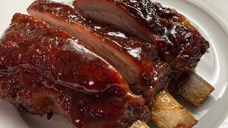 ANOTHER EASY OVEN BBQ RIBS RECIPE FOR LABOR DAY WEEKEND/OLD SCHOOL PEACH  BBQ GLAZED OVEN RIBS