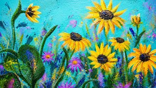 Satisfying Acrylic Painting | Colorful Wildflowers | Easy & Relaxing Art