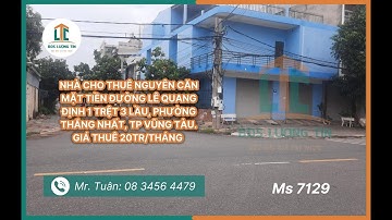 NHÀ CHO THUÊ NGUYÊN CĂN MẶT TIỀN  ĐƯỜNG LÊ QUANG ĐỊNH, VŨNG TÀU|GIÁ 20TR/THANG| BĐS LƯỢNG TÍN